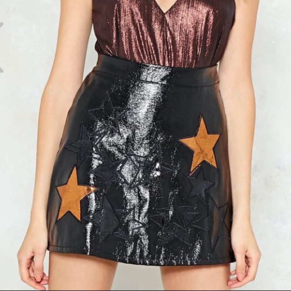 Naty Gal Vegan Leather Star Skirt